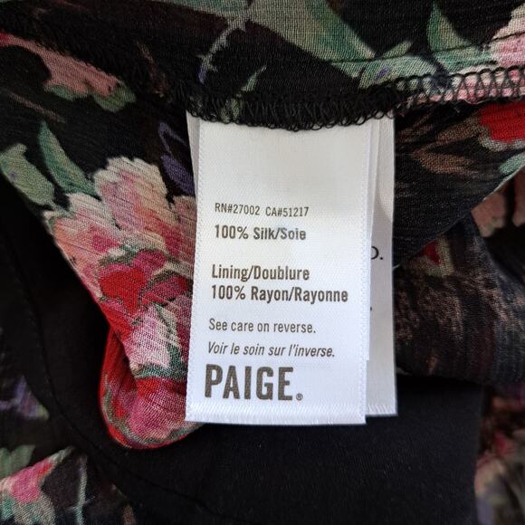 PAIGE Paradis Black Multi Floral Silk Ruffle Midi Maxi Dress SizeSmall $429 - Picture 15 of 16